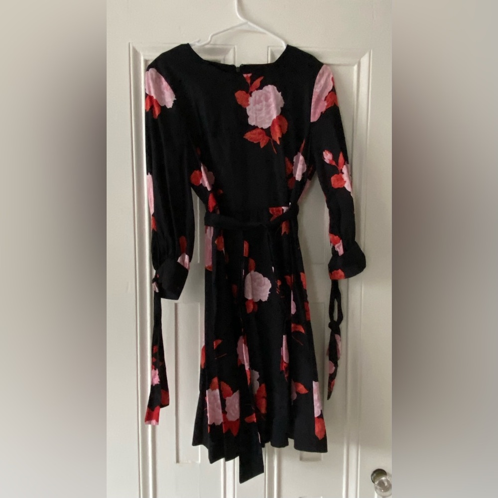 Floral Black Dress with Pink and Red Accents